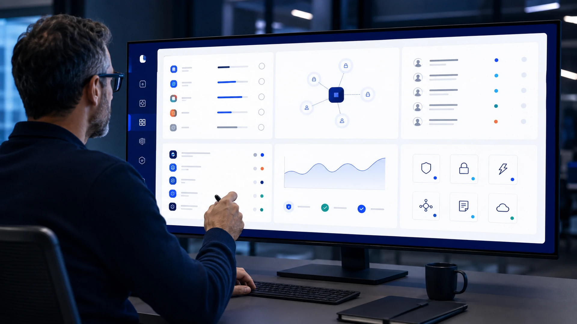AI admin dashboard showing usage, activity, API keys, MCP servers, skills, and security in one console.